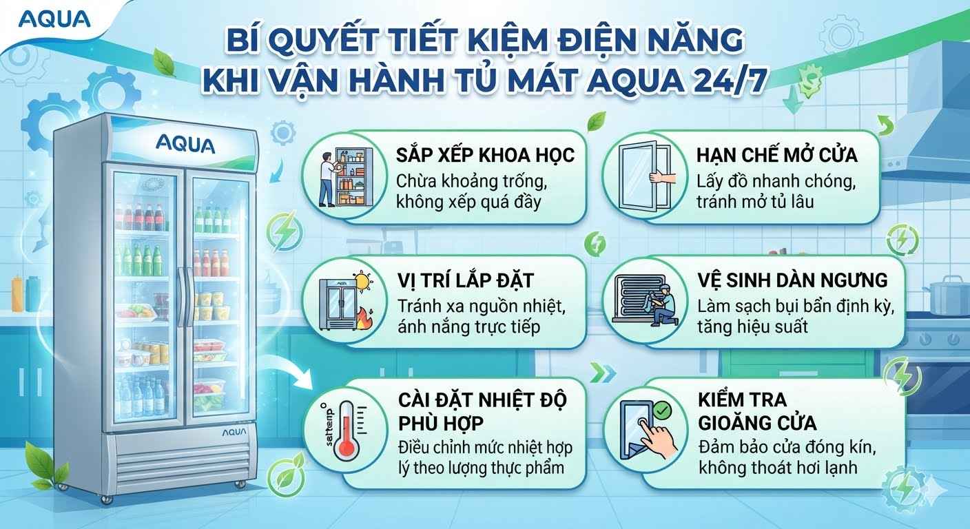 Bí quyết tiết kiệm điện năng khi vận hành tủ mát tủ đông AQUA 24/7