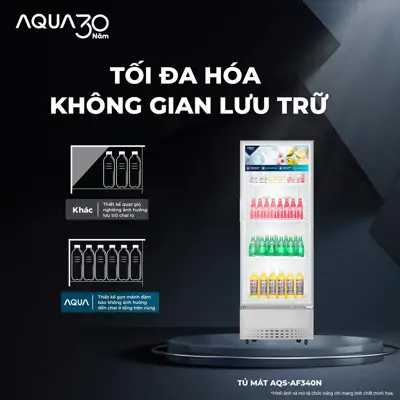 Tối Ưu Hóa Không Gian Bán Hàng Cùng Tủ Mát AQUA AQS-AF340N Lưu Trữ Thông Minh, Kinh Doanh Hiệu Quả