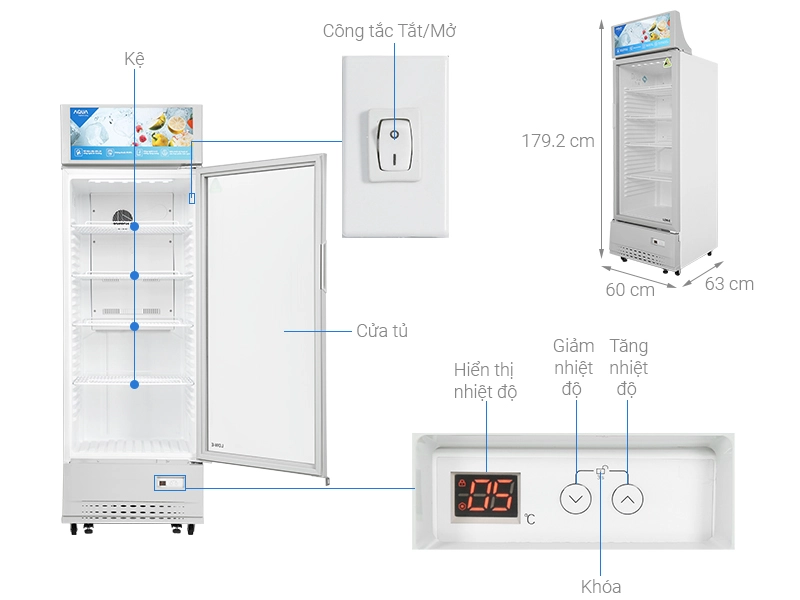 Cấu tạo chi tiết Tủ mát AQUA AQS-AF400S