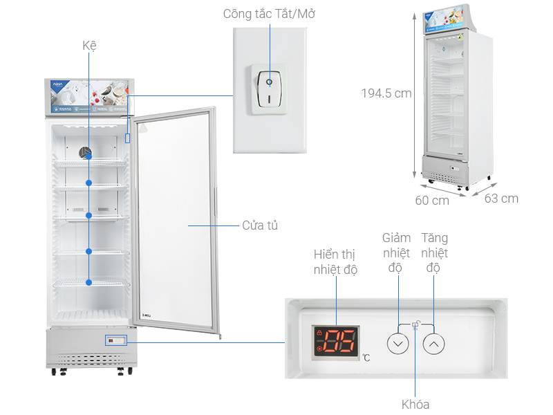 Cấu tạo chi tiết Tủ mát AQUA AQS-AF440S